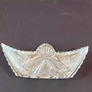 Vintage Oval Cut Crystal Glass Relish/ Candy Dish 9" X4”made in USSR